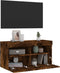 vidaXL - Tv-wandmeubel - met - LED-verlichting - 80x30x40 - cm - gerookt - eiken