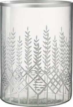 J-Line windlicht Chloe - glas - transparant/zilver - large