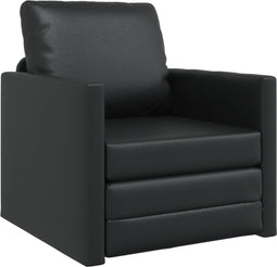 vidaXL - Vloersofa - Bed - 2-in-1 - Zwart - 74x77x81 - cm - Kunstleer