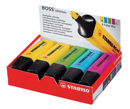 STABILO BOSS ORIGINAL - Markeerstift - Doos Met 10 Stuks - In 4 Verschillende Kleuren