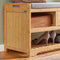 SoBuy FSR75-N - Schoenenbank - Solid Wood met Zitkussen & 3 Manden - Naturel