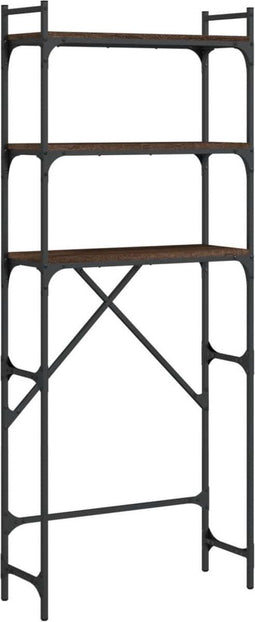 vidaXL - Wasmachinerek - 67x25x163 - cm - bewerkt - hout - bruin - eikenkleur