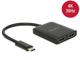 Delock 87719 - USB Type-C Splitter - 2 x HDMI out 4K 30 Hz - Zwart