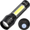 Hofftech Tactical zaklamp - zoomfunctie - LED COB - oplaadbaar - 10 cm - zwart