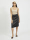 VILA VIMEKO HW MIDI SKIRT - Dames Rok - Satijnen look - Zwart - Maat 38