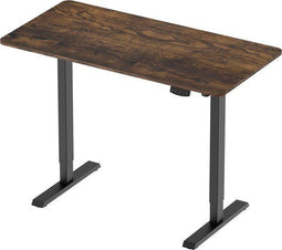 VDD - Bureau - Elektrisch verstelbaar - 140x60 cm - Zwart frame - Bruin houten blad
