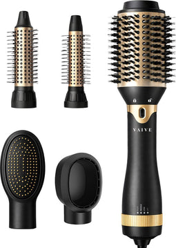 VAIVE Föhnborstel - Airstyler - 5 opzetstukken - Zwart/goud