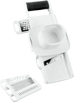 Metaltex - Mandoline Rasp 5 in 1 - Groentensnijder met 5 Blades - Met Veiligheidsduwer - Wit