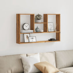 vidaXL - Wandschap - 99x15x60 - cm - bewerkt - hout - artisanaal - eikenkleurig