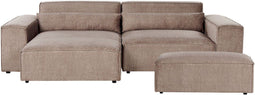 HELLNAR - Hoekbank 2-zits met ottomaan - Bruin - Rechts - Polyester