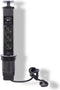 Perel Pop-upstekkerdoos - 3 stopcontacten type F - 2 USB-poorten - zwart/grijs