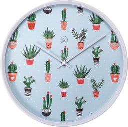 nXt - Stille Wandklok - 30 cm - Plastic - Groen - 'Cactus'