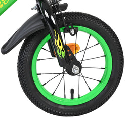 Strike Groene Kinderfahrrad | 3,5-5 jaar | 14 inch wielen | 2 Handbremsen | Zijwieltjes | Kettenschutz & Pedalreflektoren | Verstellbaar zadel | Cadeau voor jongens