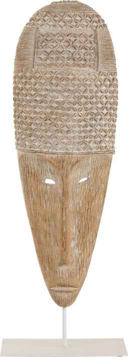 J-Line decoratie Masker Op Voet - polyresin - wit/naturel