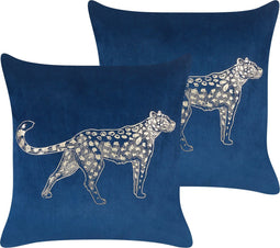 MARULA - Sierkussen set van 2 - Marineblauw - 45 x 45 cm - Fluweel