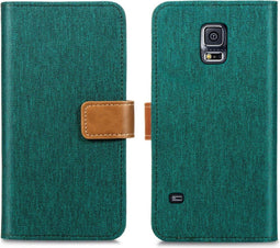 iMoshion Hoesje Geschikt voor Samsung Galaxy S5 Plus / S5 Neo / S5 Hoesje Met Pasjeshouder - iMoshion Luxe Canvas Bookcase - Groen