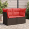 Tuinbank 2-zits met kussens poly rattan bruin