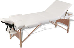 vidaXL - Inklapbare - massagetafel - 3 - zones - met - houten - frame - (creme)