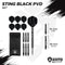 KOTO Sting Black PVD - Steeltip dartpijlen - 90% tungsten 25 gram met grip en dartwallet (3 stuks)
