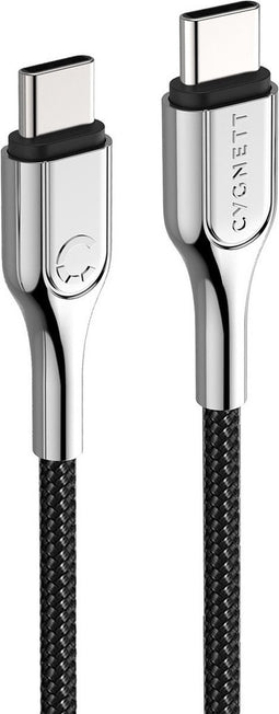 Cygnett Armoured Braided USB-C to USB-C Cable 2m - Zwart
