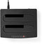 Nedis HDDUDB3210BK - Dual-bay dockingstation - USB 3.2 - Zwart