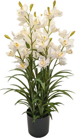 Cymbidium kunstplant 90 cm, wit