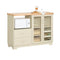 SoBuy Buffetkast - Dressoir - 2 Laden Glazen Deuren - Beige Eikenhoutlook 120 x 40 x 90 cm
