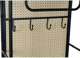 Kapstok DKD Home Decor Spiegel Zwart Hout Metaal Rotan (48 x 20.5 x 150 cm)