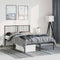 vidaXL - Bedframe - met - hoofdbord - metaal - zwart - 135x190 - cm
