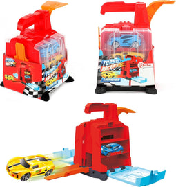 Toi-Toys Turbo Racers - Autoschieter met 2 Raceauto's - 16 cm - Rood (2 stuks)