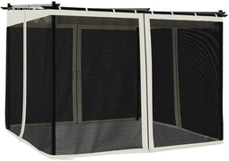 vidaXL - Prieel - met - zijwanden - van - gaas - 3x3 - m - staal - crèmekleurig