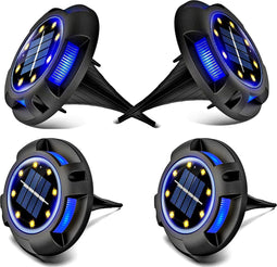Solar Lights voor Buiten - Zeer sterke Solar Floor Light - Pack van 4 - LED - Tuin decoratie - IP65 Waterproof - LED Lichten - Warm Wit en blauw Floor Light