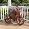 Coast Rustieke Houten Driewieler Plantenbak - Opbergbox - Metalen Wielen - Bruin - 54,6 x 29,2 x 34,3 cm