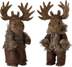 J-Line figuur Eland Staand Stro - textiel - bruin - small - 2 stuks