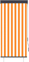vidaXL - Rolgordijn - voor - buiten - 80x250 - cm - wit - en - oranje