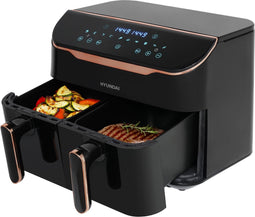 Hyundai Electronics - Digitale Airfryer Duo - Hetelucht friteuse - 8 Liter - Zwart rosegoud