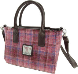 Handtas Brora Levendig Roze - Ritssluiting - Draagband - Harris Tweed - Glen Appin of Scotland