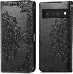 iMoshion Hoesje Geschikt voor Google Pixel 6 Hoesje Met Pasjeshouder - iMoshion Mandala Bookcase - Zwart