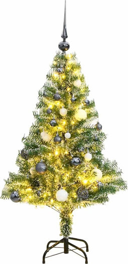 vidaXL - Kunstkerstboom - met - 150 - LED's - kerstballen - en - sneeuw - 120 - cm