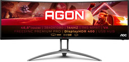 AOC AG493QCX - Monitor - 48,8" 3840x1080 144Hz VA Gebogen - Rood Zwart