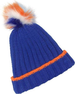Mim-pi Meisjes Muts - Gebreid - Gevoerd met fleece - Kobalt blauw
