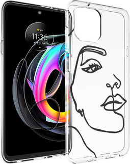 iMoshion Hoesje Geschikt voor Motorola Edge 20 Lite Hoesje Siliconen - iMoshion Design hoesje - Transparant / Zwart / Line Art Woman Black