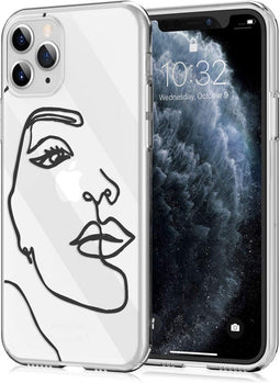iMoshion Hoesje Geschikt voor iPhone 11 Pro Hoesje Siliconen - iMoshion Design hoesje - Transparant / Zwart / Line Art Woman Black