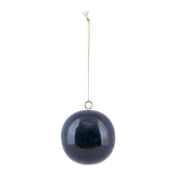 House Doctor - Kerstbal - Marmereffect - Donkerblauw (6 cm)