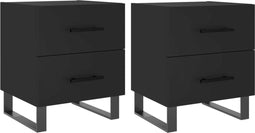 vidaXL - Nachtkastjes - 2 - st - 40x35x47,5 - cm - bewerkt - hout - zwart