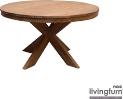 D - Livingfurn - Eetkamertafel Beek Rond - Spider Leg - Teakhout - 150 cm