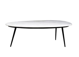 D - Livingfurn - Salontafel Organic Wit Zwart - 55x110x40 - Marmer