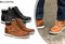 Milanoro - Lederen herensneakers - Warm gevoerd - Cognac - Maat 44