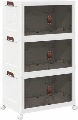 vidaXL - Opbergbox - stapelbaar - met - wielen - 3-laags - 75 - L - 64x39,5x110,5 - cm