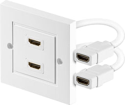 HDMI inbouw wandcontactdoos met 2 aansluitingen - versie 2.0 (4K 60Hz + HDR) - 0,10 meter